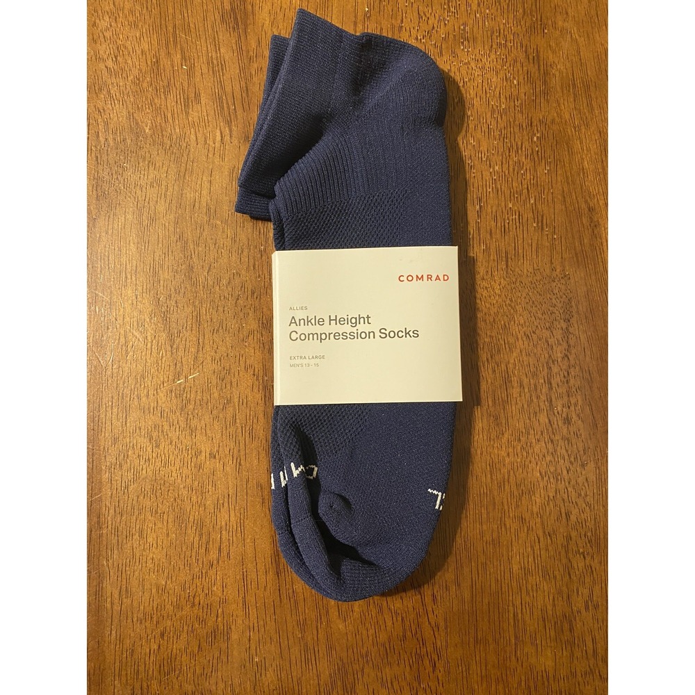 Comrad Allies Blue Compression Socks Ankle Height Mens XL 13-15 ANK-SL-1600-XL